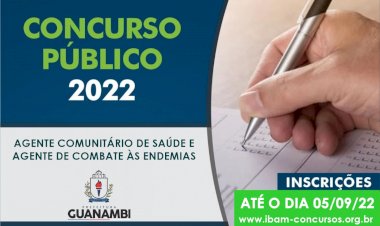 Estão abertas as inscrições para o Concurso Público para Agente Comunitário de Saúde e Agente de Combate às Endemias
