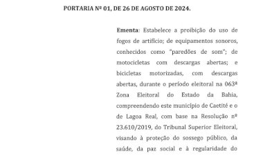 Eleições 2024: Juiz Eleitoral Dr. José Eduardo emite Portaria proibindo poluição sonora