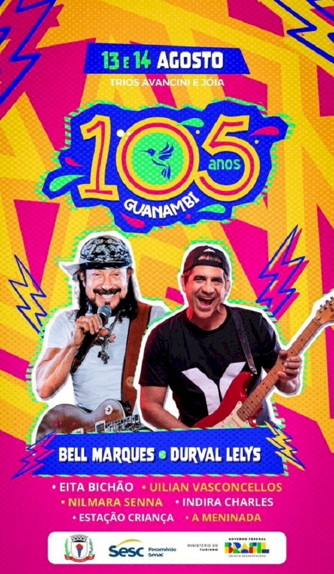 Aniversário de 105 anos terá programação cultural e shows com Bell Marques e Durval Lelys